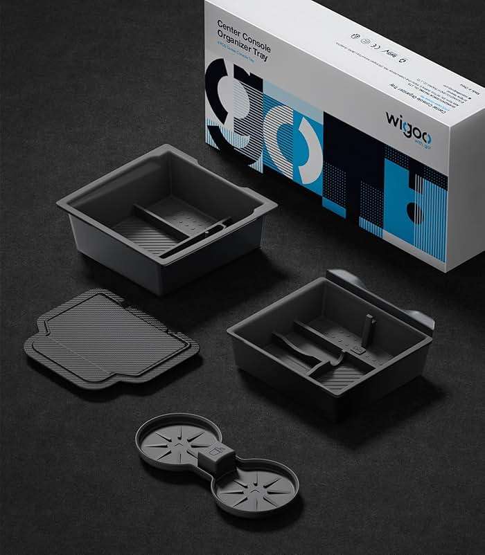 Wigoo Center Console Organizer for Tesla Model Y Juniper (Only Premium & Performance 2025 2026) and All Model 3 Highland Accessories [Double-Layer Storage, Smooth Sliding] 4PCS Black - Image 7