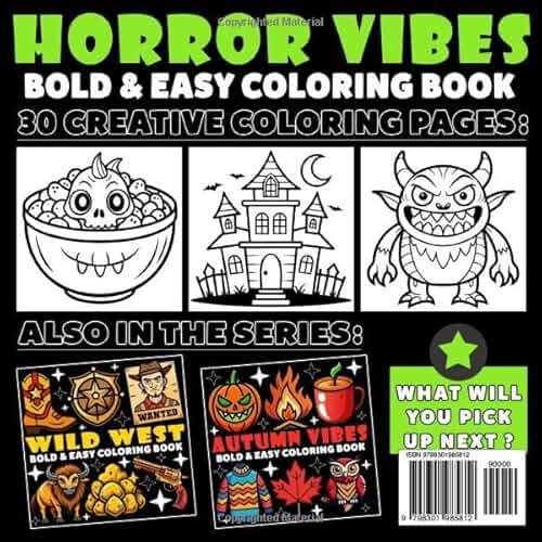 Horror Vibes Coloring Book | Bold and Easy Coloring Book: 70 Pages - 8.5" x 8.5" - For Scary Cute Lovers (Bold & Easy Coloring Book Series) - Image 2