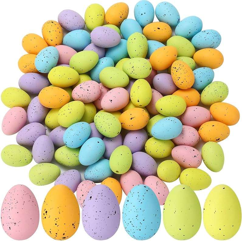 kymqlyw 72 Pcs Easter Speckled Eggs 1.2 inches Plastic Speckled Eggs Bowl and Vase Filler Faux Chicken Eggs for Crafts DIY Easter Party Decorations - Image 1