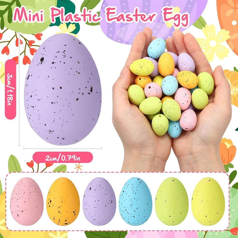 kymqlyw 72 Pcs Easter Speckled Eggs 1.2 inches Plastic Speckled Eggs Bowl and Vase Filler Faux Chicken Eggs for Crafts DIY Easter Party Decorations - Image 3