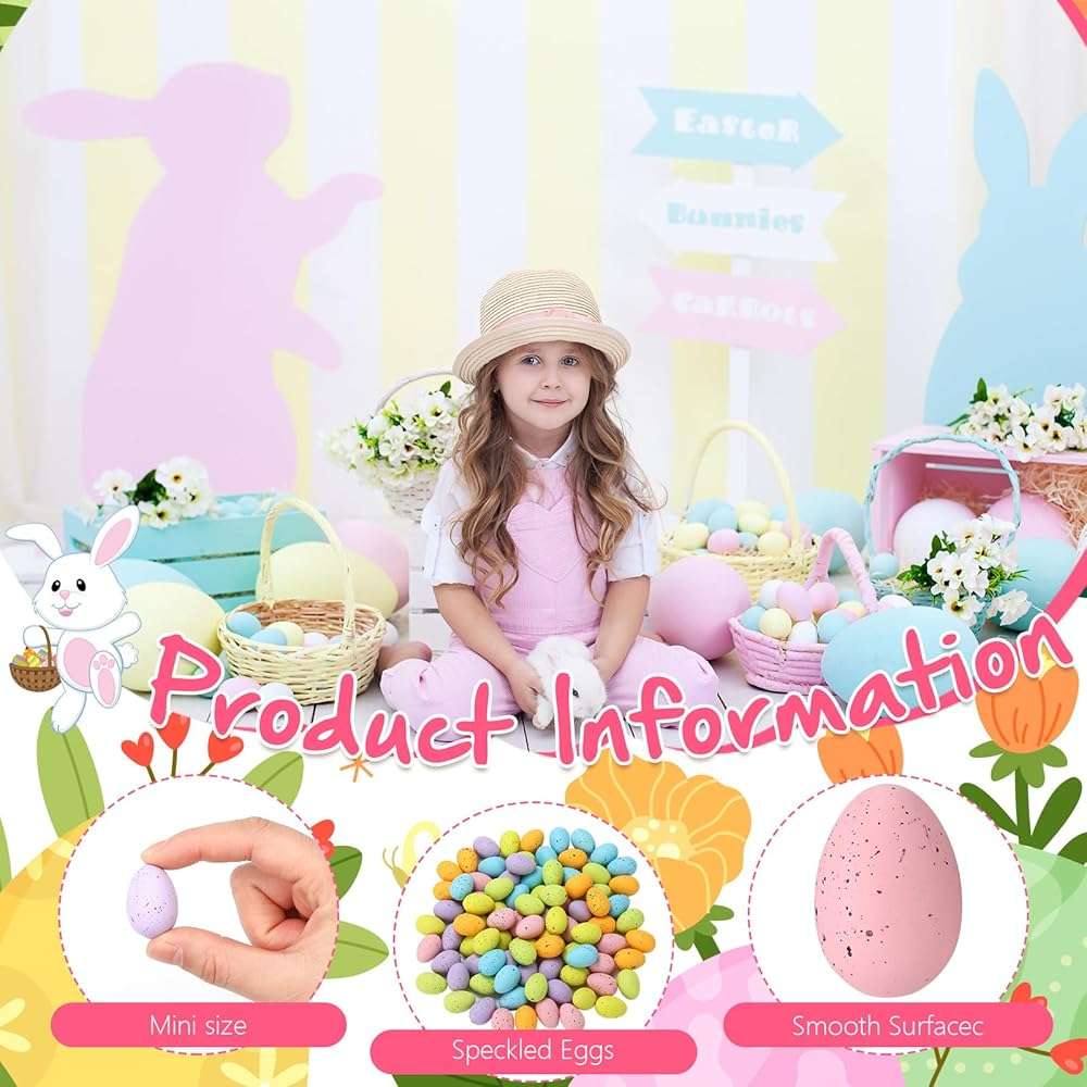 kymqlyw 72 Pcs Easter Speckled Eggs 1.2 inches Plastic Speckled Eggs Bowl and Vase Filler Faux Chicken Eggs for Crafts DIY Easter Party Decorations - Image 4