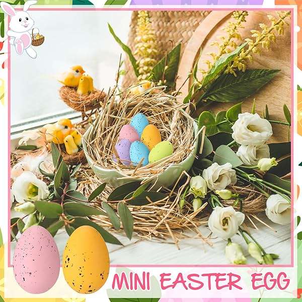 kymqlyw 72 Pcs Easter Speckled Eggs 1.2 inches Plastic Speckled Eggs Bowl and Vase Filler Faux Chicken Eggs for Crafts DIY Easter Party Decorations - Image 5