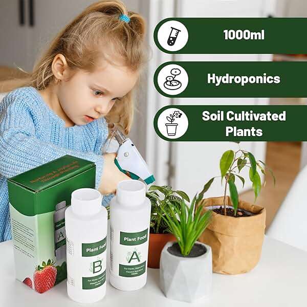 Tigvio 1000ml Hydroponic Nutrients A&B for Aerogarden Plant Food with 2 Measuring Cups - Fertilizer for Indoor Hydroponics Garden & Growing Vegetables, Fruits, Flowers (1000ml) - Image 6