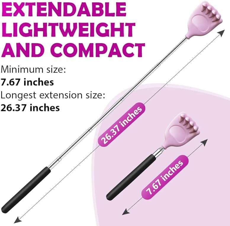 HIWZZI Back Scratcher Extendable Silicone Bear Claw Massager Tool Telescoping Stocking Stuffers for Itches Lotion Application Spa Men Women Kids Adults the Disabled Baby Purple - Image 4