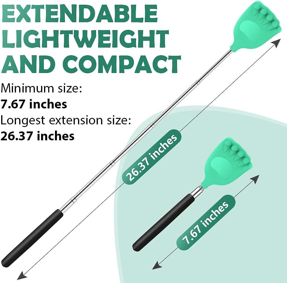 HIWZZI Back Scratcher Extendable Silicone Bear Claw Massager Tool Telescoping Stocking Stuffers for Itches Lotion Application Spa Men Women Kids Adults Baby the Disabled Green - Image 4