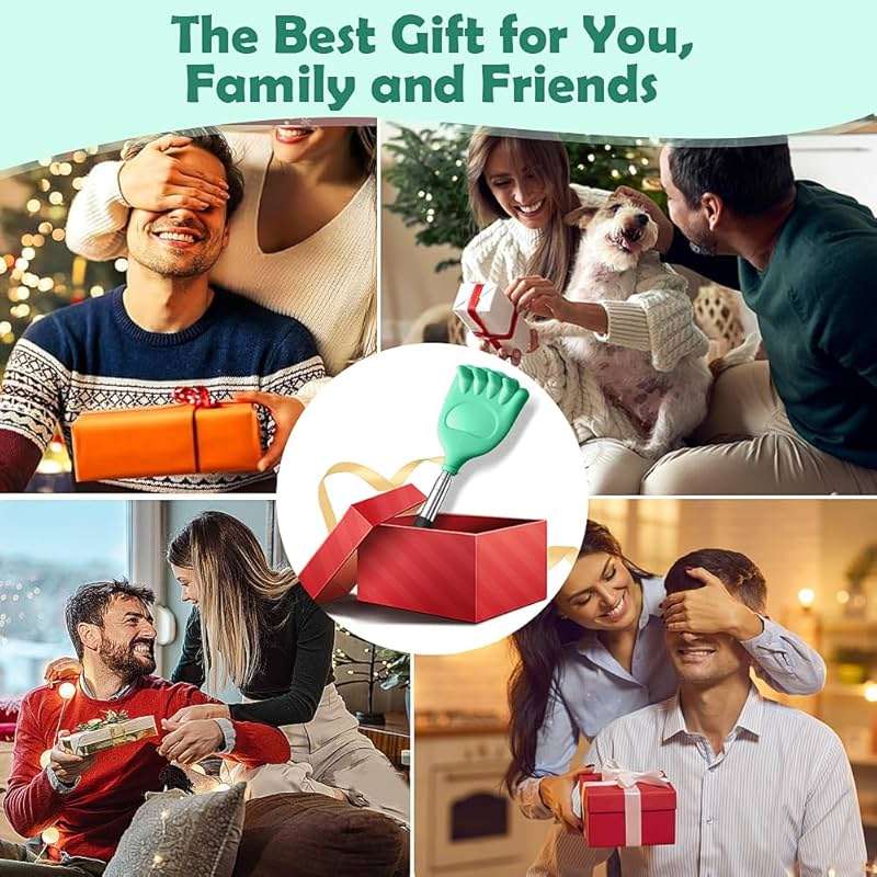 HIWZZI Back Scratcher Extendable Silicone Bear Claw Massager Tool Telescoping Stocking Stuffers for Itches Lotion Application Spa Men Women Kids Adults Baby the Disabled Green - Image 7