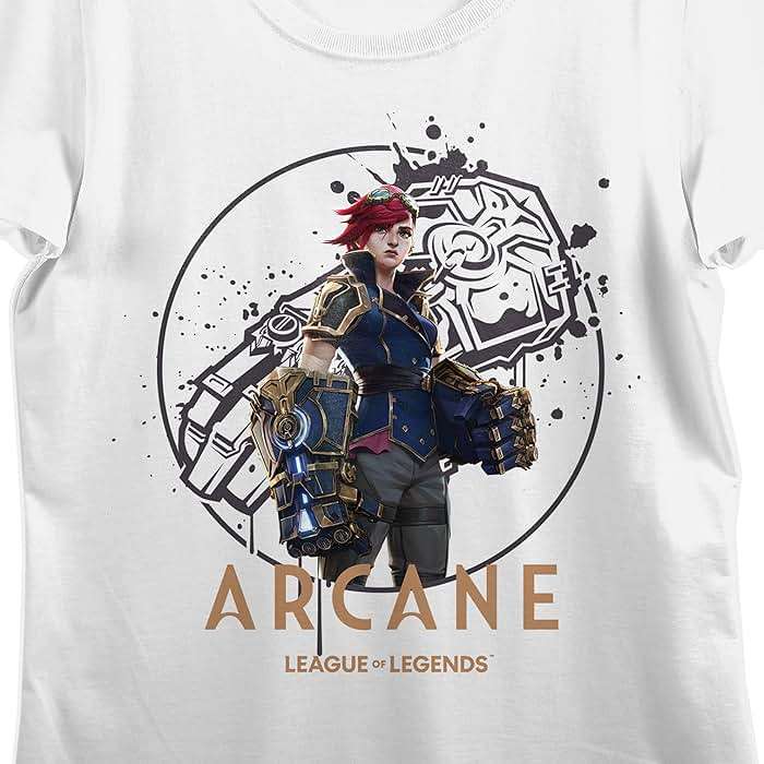 League of Legends Arcane Vi Gauntlet Icon Women's White Crew Neck Short Sleeve T-Shirt - Image 2