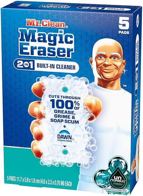 Mr. Clean Magic Eraser Foaming Sponge, All Purpose Cleaner, Dawn Cleaning Power, Wall, Sneaker, Oven Cleaner, Kitchen, Bathroom, Shower Cleaning Supplies, Scrubber, Ultra Foamy, 5ct - Image 13