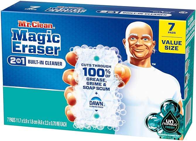 Mr. Clean Magic Eraser Foaming Sponge, All Purpose Cleaner, Dawn Cleaning Power, Wall, Sneaker, Oven Cleaner, Kitchen, Bathroom, Shower Cleaning Supplies, Scrubber, Ultra Foamy, 7ct - Image 13
