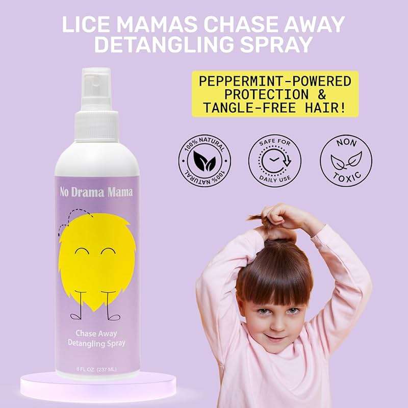 Lice Mamas Kids Hair Spray for Everyday Use on All Hairs Types - Natural Protection Spray with Peppermint Oil for Whole Family - Keep Hairs Soft, Manageable & Shielded with Easy-to-Use Detangling - Image 2