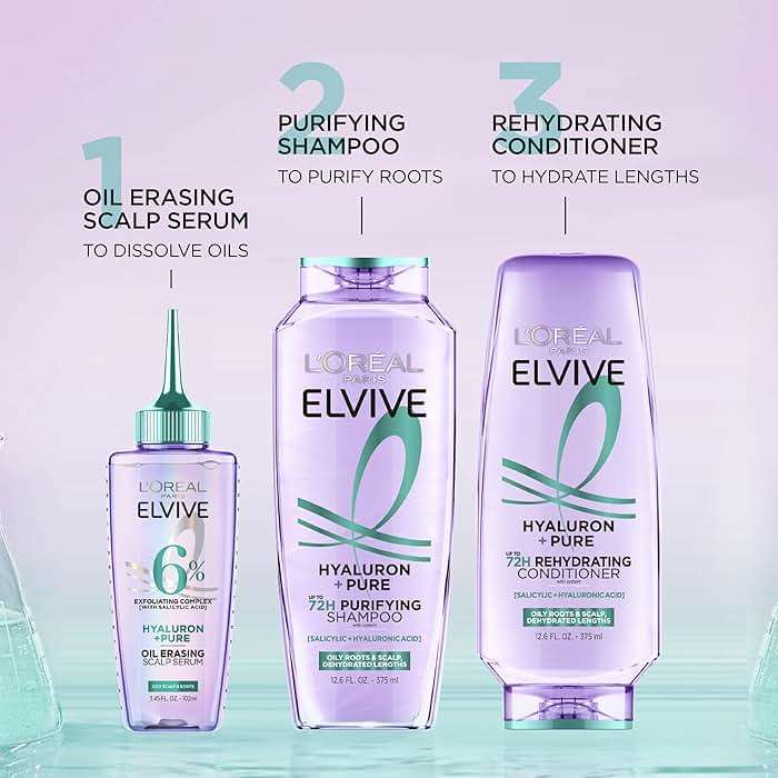 L'Oreal Paris Elvive Hyaluron + Pure Shampoo and Conditioner Set, Clarifying Shampoo and Rehydrating Conditioner with Salicylic Acid and Hyaluronic Acid, 56 Fl Oz Set - Image 7