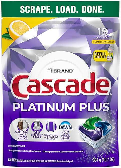 Cascade Platinum Plus Dishwasher Pods, Dishwasher Detergent, Dish Detergent Soap, Lemon, 19 Count - Image 9
