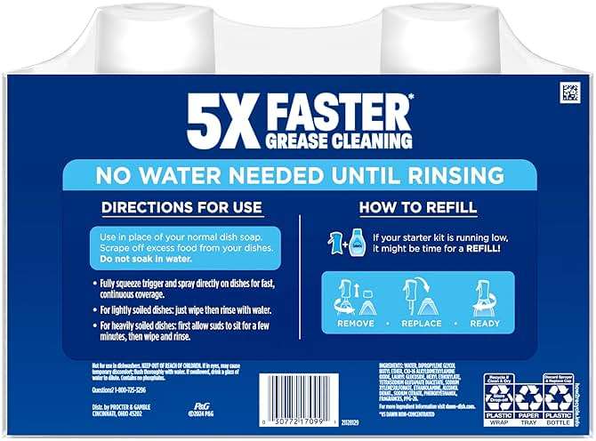 Dawn Powerwash Spray Refill, Dish Soap, Dishwashing Liquid, Free & Clear, 2 Refills, 43 Fl Oz - Image 11