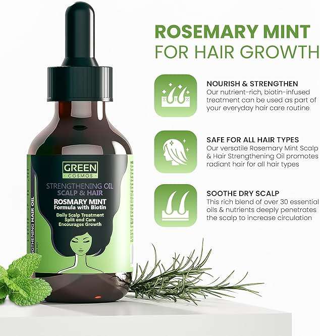 Rosemary Oil for Thinning Hair – Boosts Circulation, Relieves Itchy & Dry Scalp, Strengthens Hair & Eyebrow & Eyelash Health – Suitable for Men & Women, All Hair Types (60ml/2oz) (Pack of 1) - Image 3