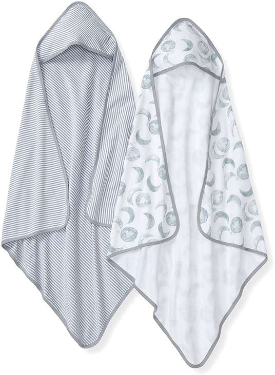 Burt's Bees Baby Infant Hooded Towels, Organic Cotton, Unisex Bath Essentials, Nursery Towel with Hood Set, 29 x 29 in, 2-Pack - Image 1