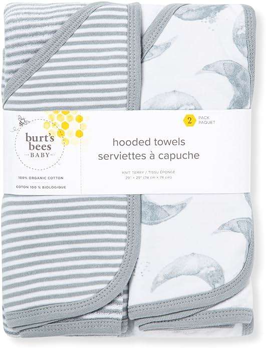 Burt's Bees Baby Infant Hooded Towels, Organic Cotton, Unisex Bath Essentials, Nursery Towel with Hood Set, 29 x 29 in, 2-Pack - Image 3