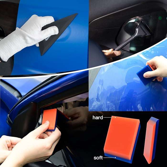NEWISHTOOL Vinyl Wrap Tool Kit Car Wrap Kit Vehicle Wrapping Tools with Bulldozer Squeegee Felt Squeegee 8 Inch Water Squeegee Utility Knife PPF Tools Wrap Stick Tool Shank Gasket Window Tint Kit - Image 6