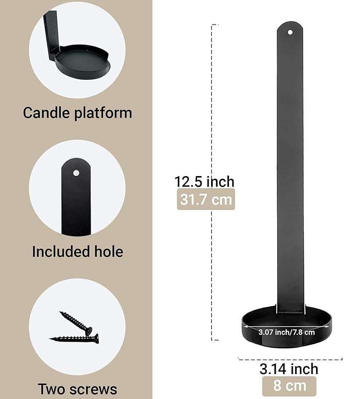 AimtoHome Black Wall Candle Sconces Set of 2, Cast Iron Wall Mounted Candle Holders, Multi-Purpose Farmhouse & Minimalist Modern Decor for Living Room, Hallway - Image 3