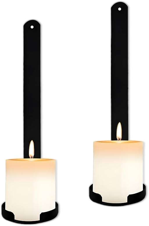 AimtoHome Black Wall Candle Sconces Set of 2, Cast Iron Wall Mounted Candle Holders, Multi-Purpose Farmhouse & Minimalist Modern Decor for Living Room, Hallway - Image 5