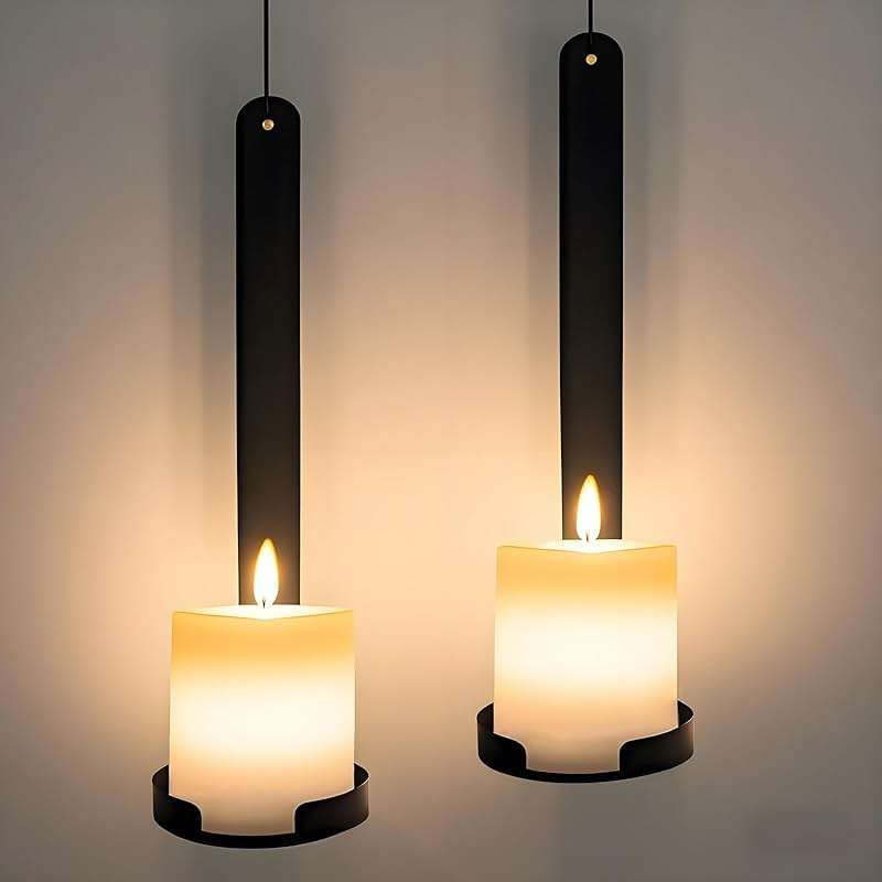 AimtoHome Black Wall Candle Sconces Set of 2, Cast Iron Wall Mounted Candle Holders, Multi-Purpose Farmhouse & Minimalist Modern Decor for Living Room, Hallway - Image 6