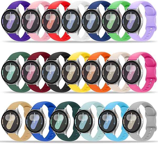 Tiorecime 20 Pack Bands Compatible with Samsung Galaxy Watch 7 6 5 4 FE 40mm 44mm/6 4 Classic 43mm 47mm 42mm 46mm/5 Pro 45mm/Active 2 Band, 20mm Soft Silicone Sport Replacement Strap for Women Men - Image 1