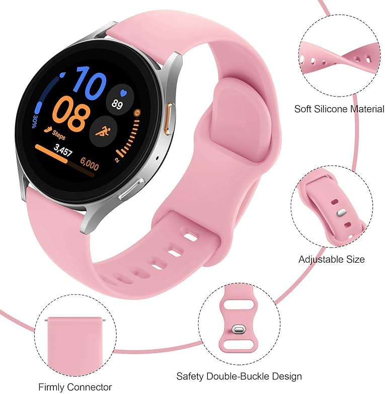 Tiorecime 20 Pack Bands Compatible with Samsung Galaxy Watch 7 6 5 4 FE 40mm 44mm/6 4 Classic 43mm 47mm 42mm 46mm/5 Pro 45mm/Active 2 Band, 20mm Soft Silicone Sport Replacement Strap for Women Men - Image 2