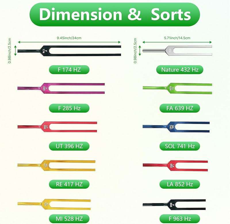 Yisowy 18pcs Solfeggio Tuning Forks Set, 10 Premium Aluminum Alloy Vibrational Forks with 2 Ergonomic Mallets, Activator & Accessories Kit for Yoga, Sound Therapy, Chakra Balancing & Stress Relief - Image 3