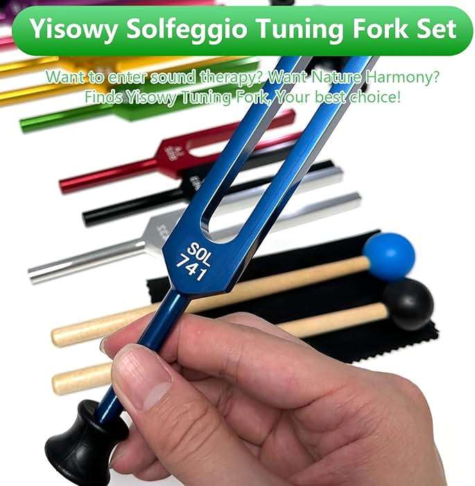 Yisowy 18pcs Solfeggio Tuning Forks Set, 10 Premium Aluminum Alloy Vibrational Forks with 2 Ergonomic Mallets, Activator & Accessories Kit for Yoga, Sound Therapy, Chakra Balancing & Stress Relief - Image 6
