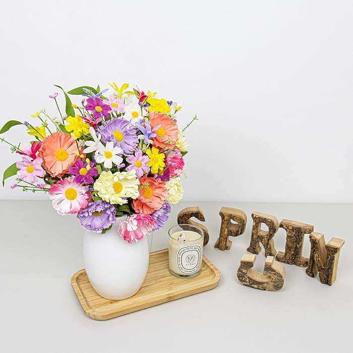 VioletEverGarden 12 Pack Spring Decorations for Home 4 Colors Artificial Spring Flowers 17 Inch Spring Floral Stems with Daisy and Forsythia for Spring Summer Wedding Holiday Decor - Image 2