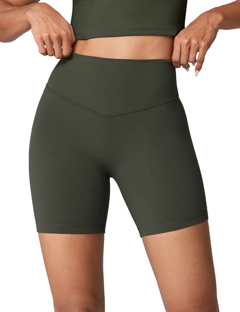 UNISSU Hugcurve No Front Seam High Waisted Workout Biker Shorts for Women 6 Inches Tummy Control Buttery Soft Yoga Pants Gym - Image 1