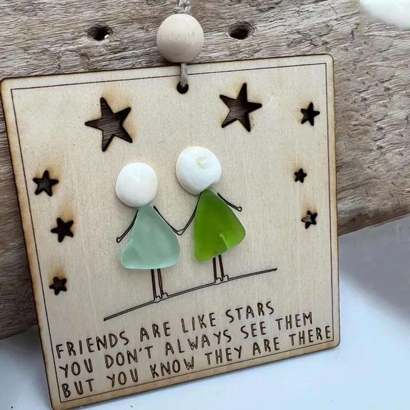 Generic Friendship Sea Glass Art BFF Ornament, Handmade Sea Glass Wall Art Decor, Hanging Ornament, Gift for Best Friends - Image 2