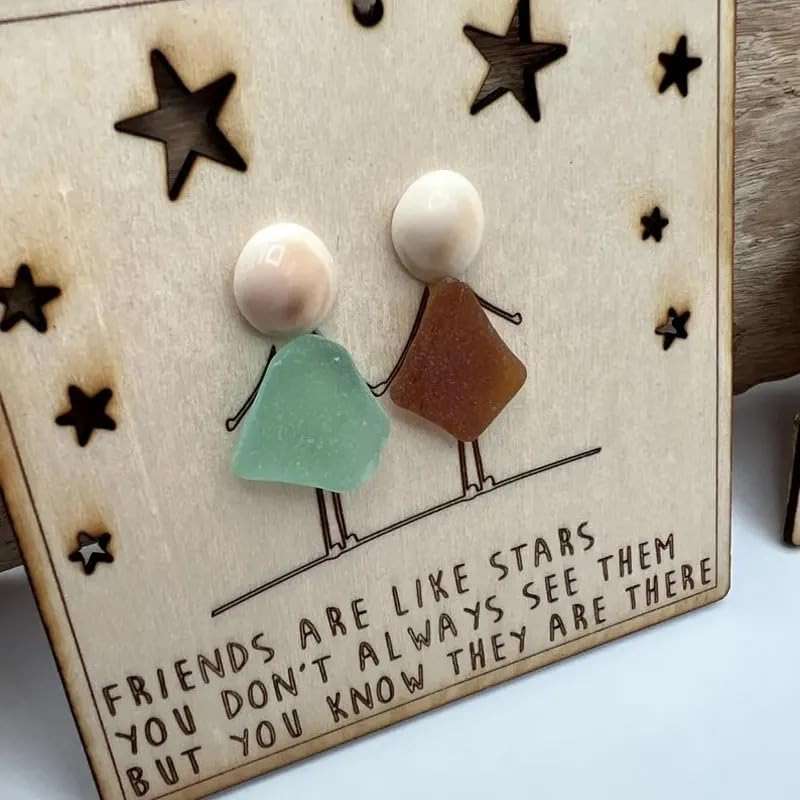 Generic Friendship Sea Glass Art BFF Ornament, Handmade Sea Glass Wall Art Decor, Hanging Ornament, Gift for Best Friends - Image 3
