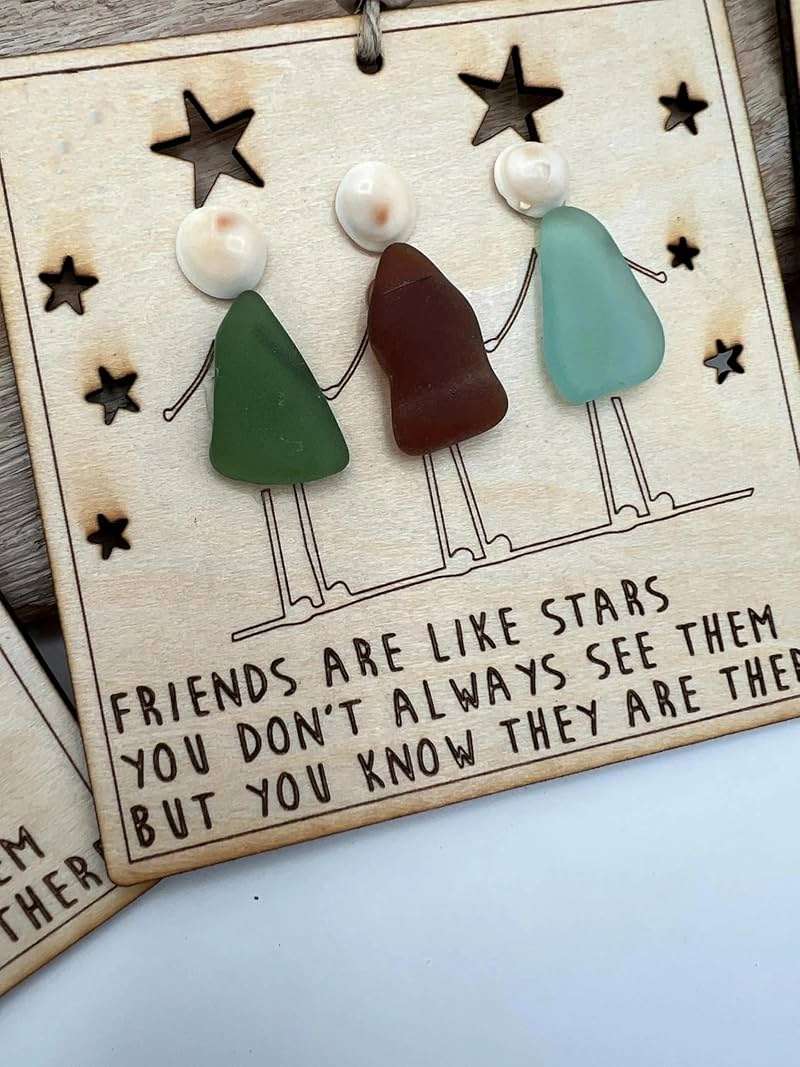 Generic Friendship Sea Glass Art BFF Ornament, Handmade Sea Glass Wall Art Decor, Hanging Ornament, Gift for Best Friends - Image 4