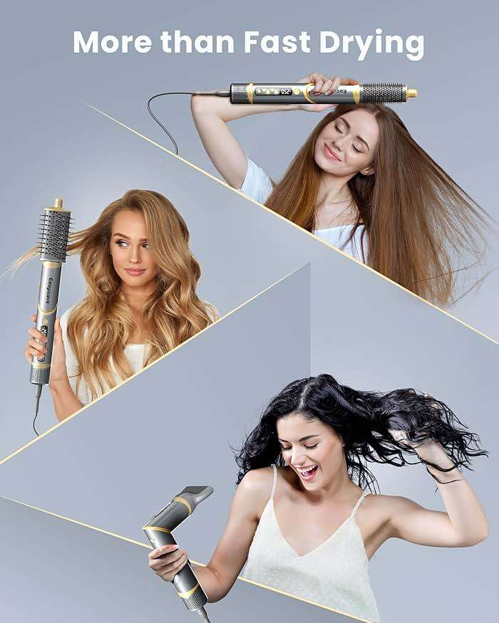 Easywave 5 in 1 Multi Hair Styler Dryer Brush: 110,000 RPM High-Speed, Flexible Air Styling & Drying System, Professional Negative Ionic Hot Air Brush Set for Fast Drying, Curling Volumizing - Image 4
