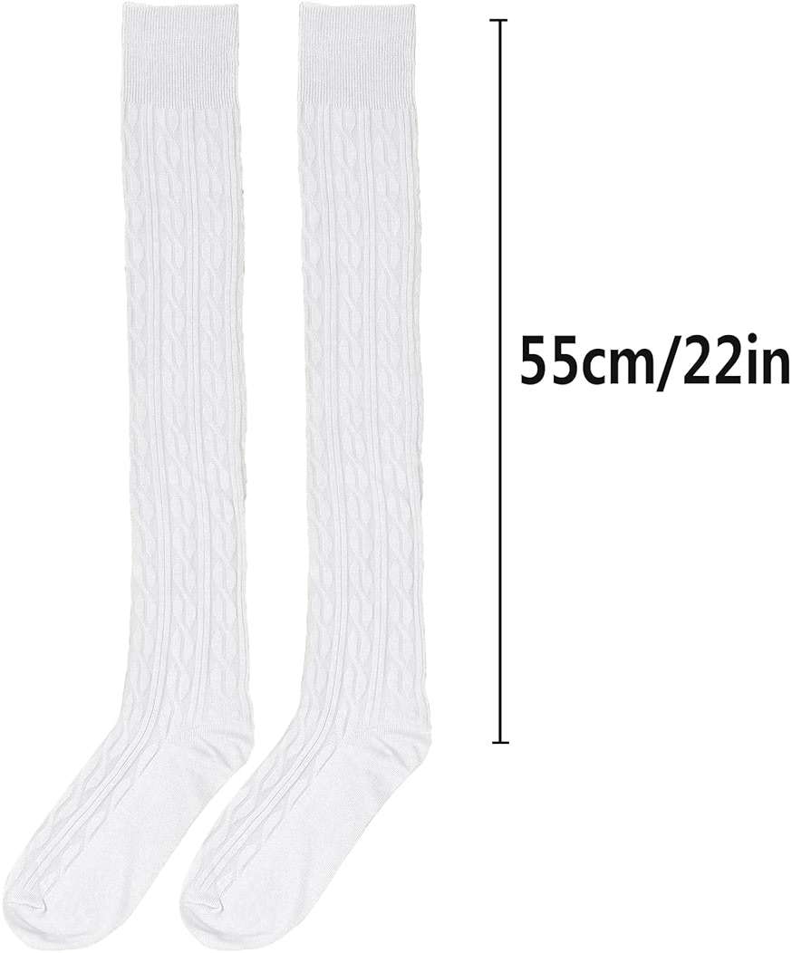 Bestjybt Women Cable Knit Thigh High Socks Cotton Warm Over the Knee Socks Knee High Boot Stockings Leg Warmers - Image 3