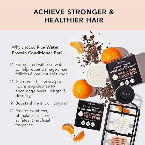 Kitsch Rice Water Shampoo & Conditioner Set – Solid Shampoo & Conditioner Bar with Protein for Hair Growth, Strengthening Hair & Damage Repair – Paraben, Sulfate & Silicone Free – 2 Pack - Image 5