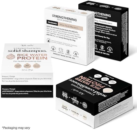 Kitsch Rice Water Shampoo & Conditioner Set – Solid Shampoo & Conditioner Bar with Protein for Hair Growth, Strengthening Hair & Damage Repair – Paraben, Sulfate & Silicone Free – 2 Pack - Image 9