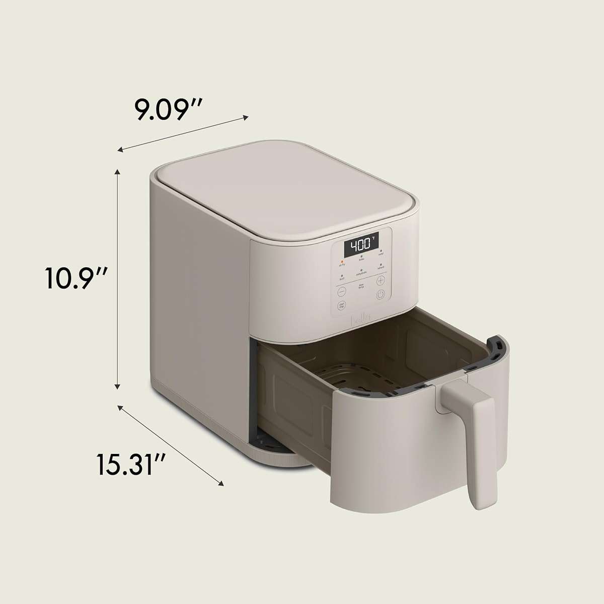 bella 6 Qt Slim Air Fryer, Fits-anywhere™ Kitchenware, EverGood™ Ceramic Nonstick Coating, Adjustable Temperature, 6 Preset Cooking Options, 60 Min Auto Shutoff w Audible Tone, 5lb Capacity, Oatmilk - Image 2