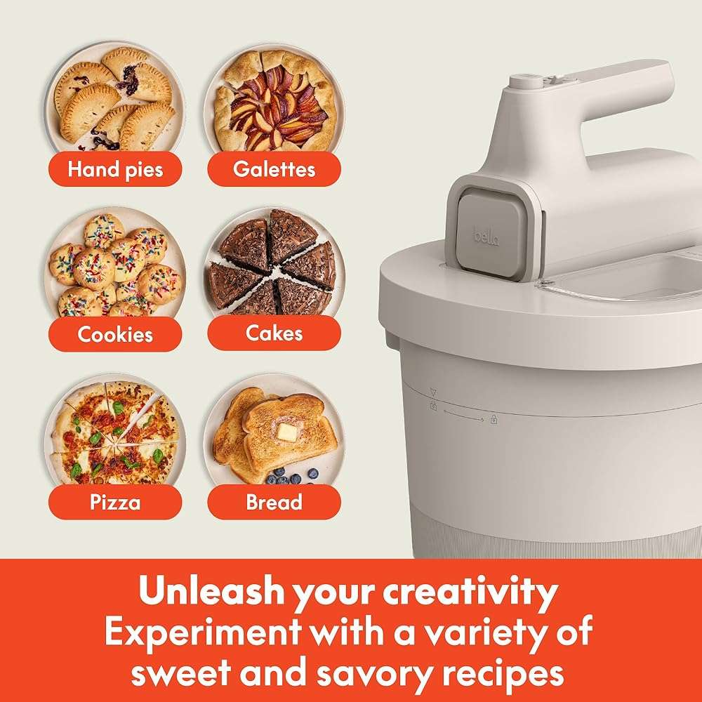 bella 3.5 Qt Hand & Stand Mixer, 2 in 1 Electric Mixer with Bowl, Dough Hook, Whisk & Egg Beater, Multifunctional Handheld Mixer for Baking, 200 Watt, Oatmilk - Image 7