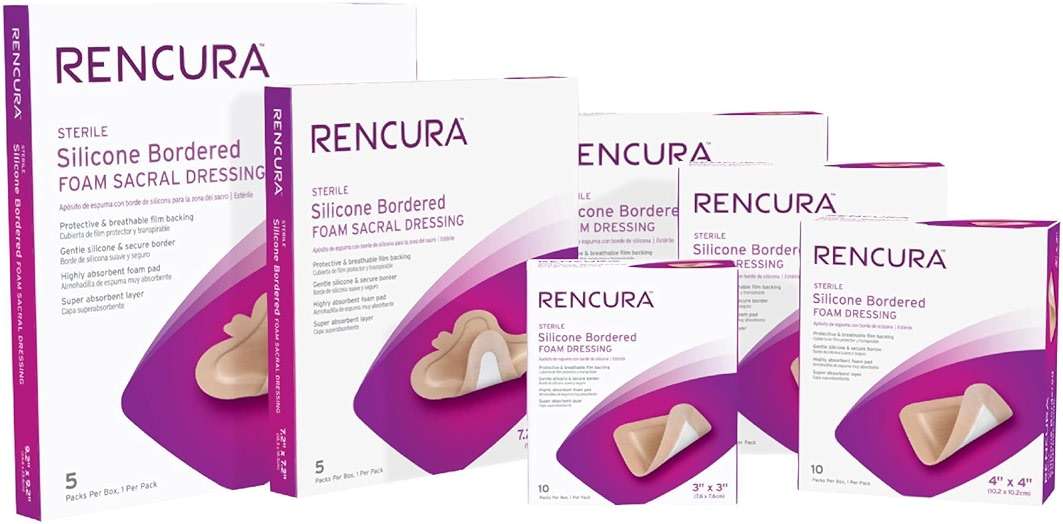 Rencura® Silicone Bordered Foam Dressing, 3" x 3" | Sterile, Breathable & Highly Absorbent | Gentle Adhesive for Sensitive Skin | 10 Pack for Advanced Wound Care| Ideal for Wound Care & Post-Op Use - Image 7