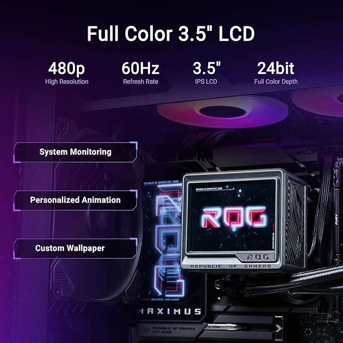 ASUS ROG RYUJIN III 360 ARGB Extreme All-in-one AIO CPU Liquid Cooler, AMD Ryzen 9000 & Intel Core Ultra Ready, Asetek Gen8 V2 Pump high Airflow Magnetic Fans; Customizable 3.5" LCD, 6 Year Warranty - Image 5