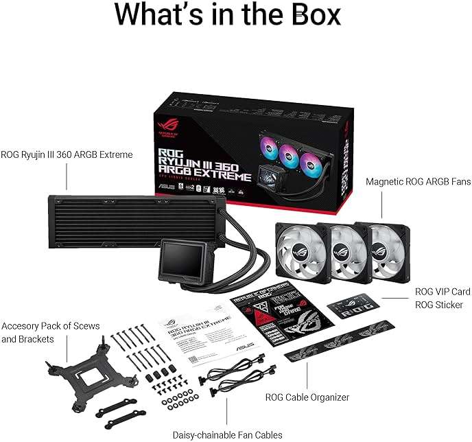 ASUS ROG RYUJIN III 360 ARGB Extreme All-in-one AIO CPU Liquid Cooler, AMD Ryzen 9000 & Intel Core Ultra Ready, Asetek Gen8 V2 Pump high Airflow Magnetic Fans; Customizable 3.5" LCD, 6 Year Warranty - Image 6