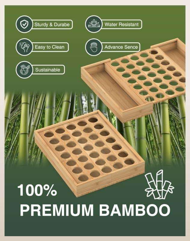 WELL WENG Larger Expandable Bamboo Coffee Pod Holder for Counter Drawer Display, 35 Pod Capacity, K-Cup Pods - Tea Bags Storage Organizer Holder (Bamboo) - Image 7