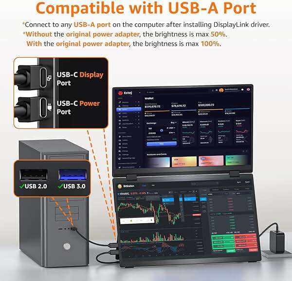 Upperizon Portable Monitor Foldable Dual Screen 15.6 inch FHD 107% sRGB IPS HDMI USB-C Travel Monitor for Laptop Mac PC Windows, DisplayLink Stacked Screen Extender with Kickstand, VESA Compatible - Image 4