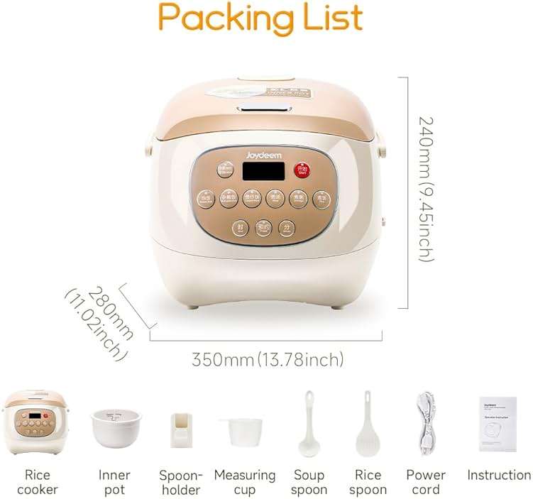 Joydeem Ceramic Rice Cooker, 6 Cups Uncooked Rice Cookers with Pure Ceramic Inner Pot, Healthy & PFOA Free, 3L/3.2 qt, DFB-C300 - Image 2