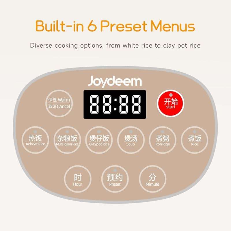Joydeem Ceramic Rice Cooker, 6 Cups Uncooked Rice Cookers with Pure Ceramic Inner Pot, Healthy & PFOA Free, 3L/3.2 qt, DFB-C300 - Image 4