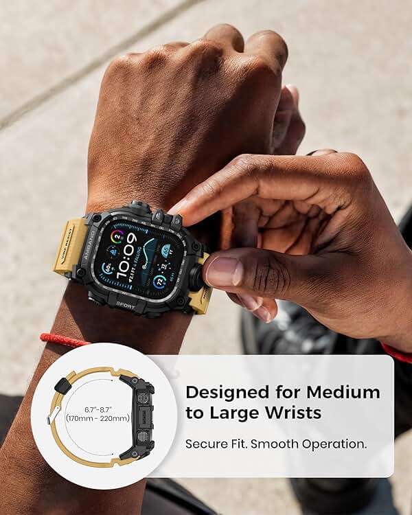 amBand Rugged Case with Band for Apple Watch Ultra 3/2/1 49mm, M3 Military Grade Shockproof Cover, Includes Screen Protector Kit, Tactical Band for Men - Compatible with iWatch Ultra, Sand Beige - Image 7