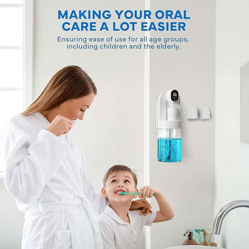 Automatic Mouthwash Dispenser for Bathroom, 21.12 oz Touchless Smart Mouth Wash Dispensers Bathroom Accessories Set with 4 Magnetic Cups, 4 Modes Wall Mounted Mouth Wash Dispenser for Home & Kids - Image 7