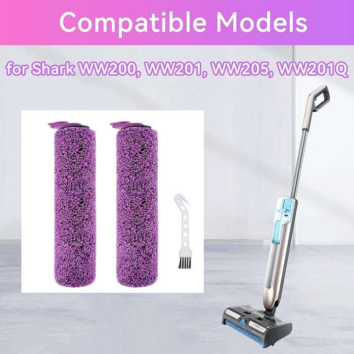 MengTiger Roller Brush Replacement Parts for Shark Hydroduo WW200/ WW201/ WW205/ WW201Q Cordless Wet Dry Hard Floor Vacuum Cleaner, 2 Roller Brush 1 Cleaning Brush - Image 3