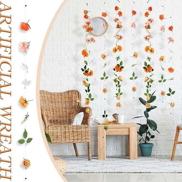 XunYee 6 Pcs 35.4 ft Flower Garlands Artificial Wildflower Vines Floral Hanging Backdrop Fake Flower Garlands Faux Silk Wildflower Vine for Wedding Bridal Shower Home Garden Wall Arch Decor(Rose) - Image 4